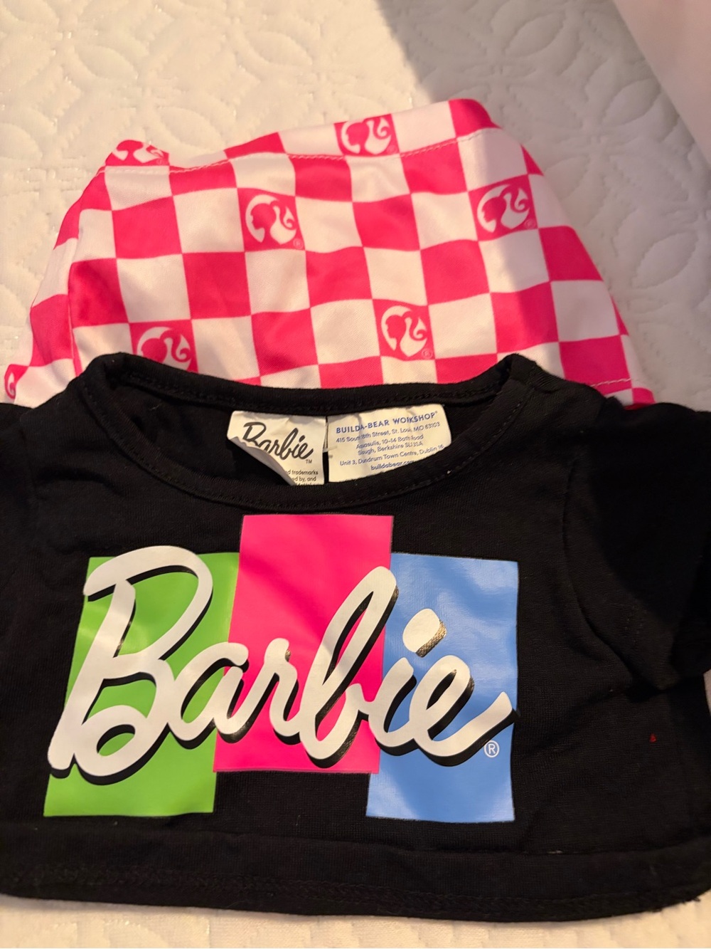 Barbie Black Top with Pink, Green & Blue Logo
